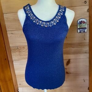 Cotton metallic cotton embellished top NWOT!